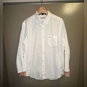 White Burberry Button Down check print